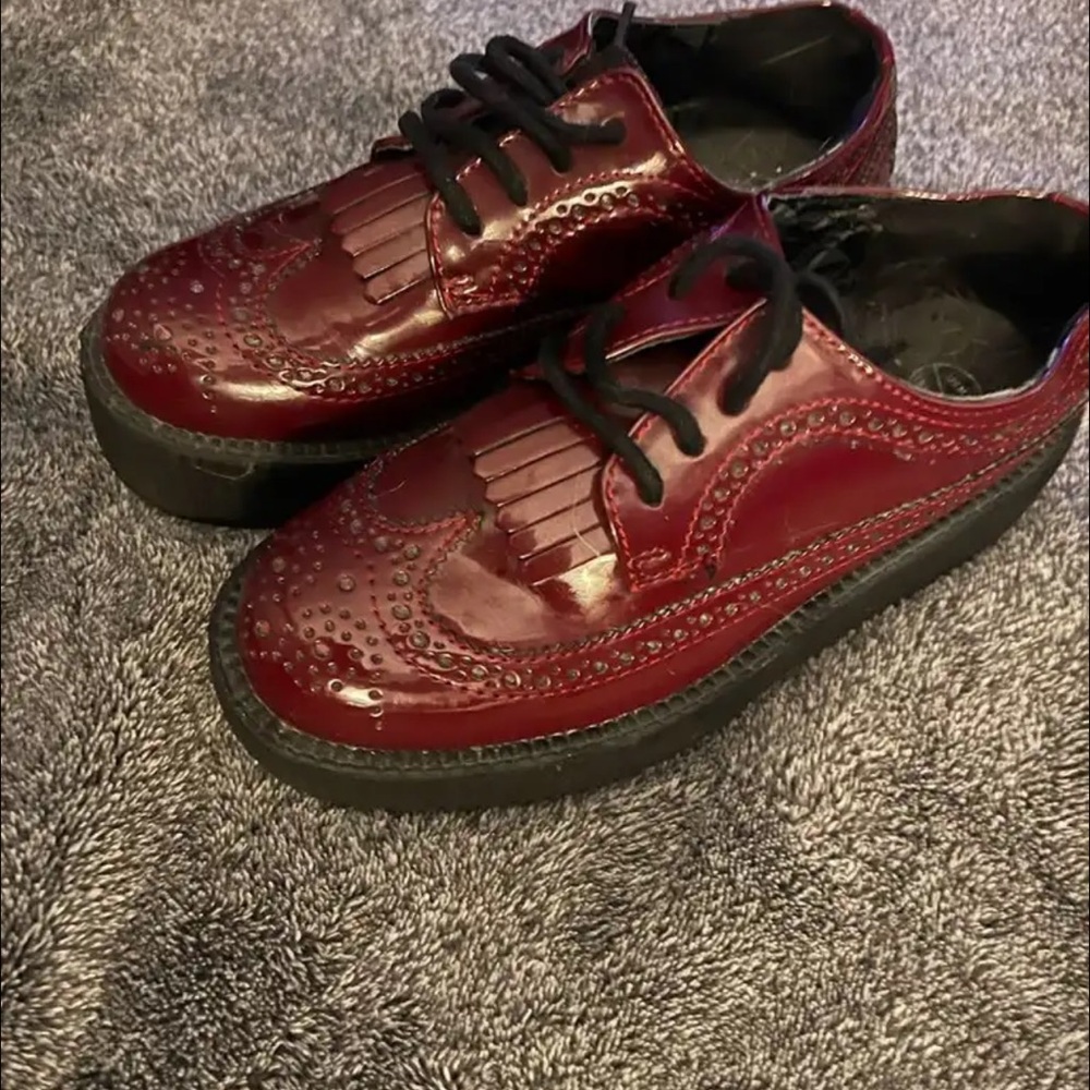 TUK Burgundy Platform Brogues